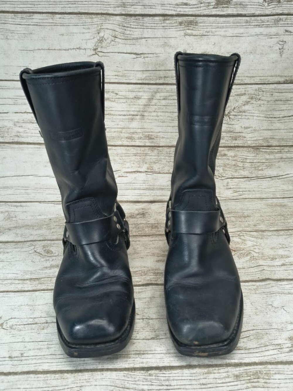 Womens Ride Tecs Black Leather Harness Moto Boots Size 9.5